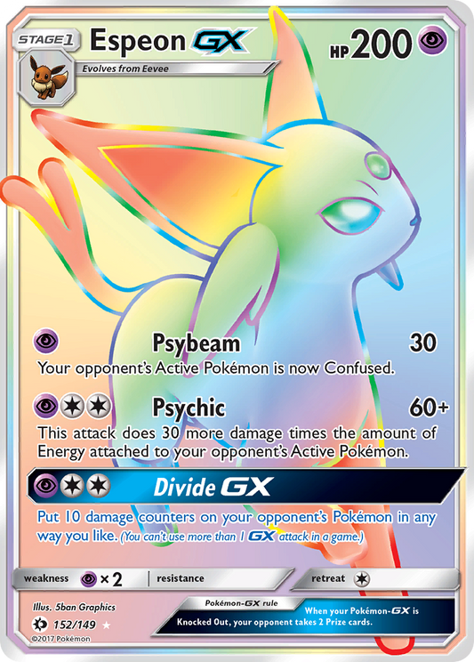 (S) Pokemon Card Sun & Moon 152/149 Espeon-GX Hyper Rare *MINT*