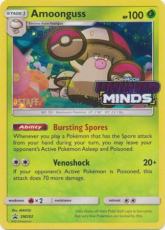 Pokemon Card SM Black Star Promos SM202 Amoonguss Staff Prerelease promo