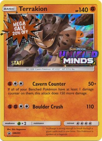 Pokemon Card SM Black Star Promos SM205 Terrakion Staff Prerelease promo