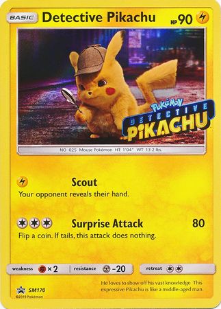 <transcy>Pokemon Card SM Black Star Promos SM170 Detective Pikachu Stamped Detective Pikachu</transcy>