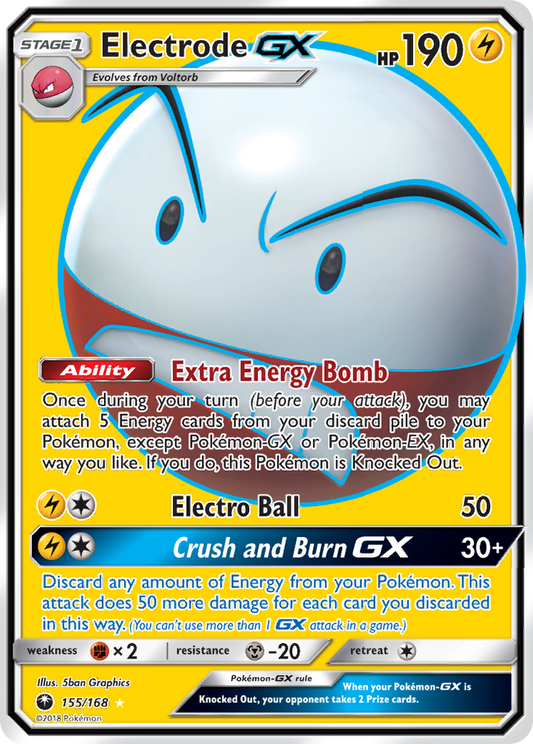 Pokemon Card Celestial Storm  155/168 Electrode-GX Pokemon Full Art Ultra Rare *MINT*