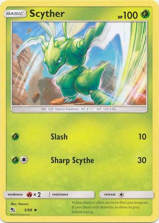 <transcy>Pokemon Card Hidden Fates 5/68 Scyther Ikke almindelig</transcy>