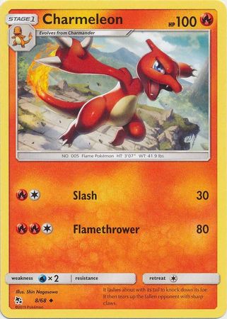 <transcy>الأقدار المخفية لبطاقة البوكيمون 8/68 Charmeleon غير مألوف</transcy>