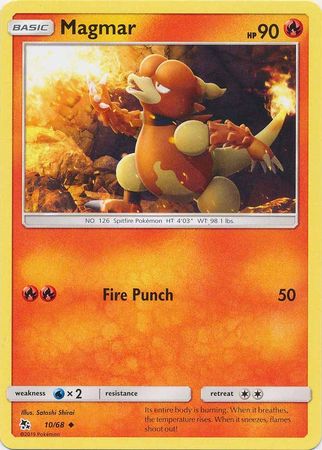 <transcy>Pokemon Card Hidden Fates 10/68 Magmar Ualmindelig</transcy>