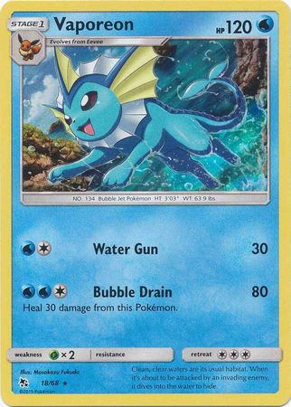 <transcy>Pokemon Card Hidden Fates 18/68 Vaporeon Holo Selten</transcy>