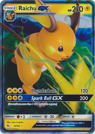 <transcy>Pokemon Card Hidden Fates 20/68 Raichu GX Ultra Sjælden</transcy>