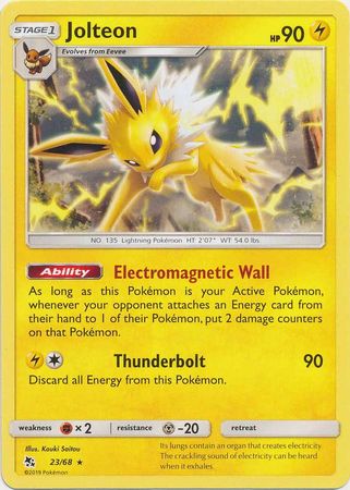 Pokemon Card Hidden Fates 23/68 Jolteon Rare