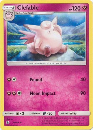 <transcy>Pokemon Card Hidden Fates 40/68 Clefable Rare</transcy>