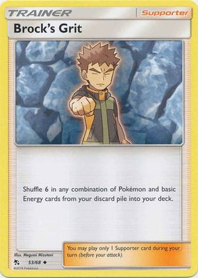 Pokemon Card Hidden Fates 53/68 Brock's Grit Supporter Uncommon