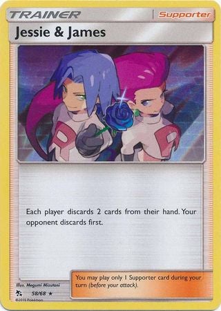 Pokemon Card Hidden Fates 58/68 Jessie & James Supporter Holo Rare