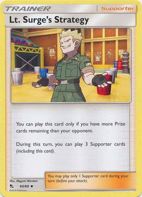 Pokemon Card Hidden Fates 60/68 Lt. Surge's Strategy Supporter Uncommon