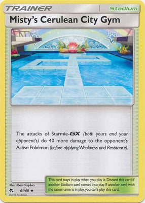<transcy>Pokemon Card Hidden Fates 61/68 Misty&#39;s Cerulean City Gym Stadium Ikke almindelig</transcy>