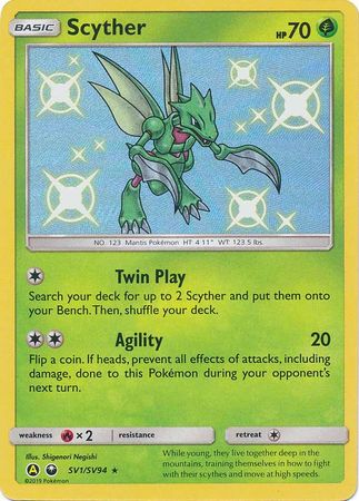 <transcy>بطاقة البوكيمون الأقدار المخفية SV1 / SV94 Scyther Shiny Rare</transcy>