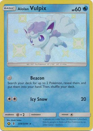 Pokemon Card Hidden Fates SV8/SV94 Alolan Vulpix Shiny Rare