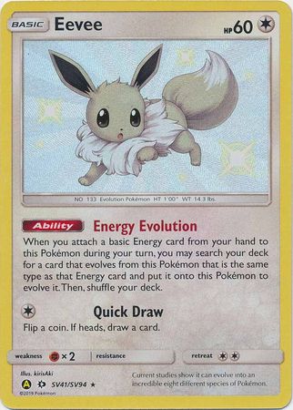 <transcy>Pokemon Card Hidden Fates SV41 / SV94 Eevee Shiny Rare</transcy>