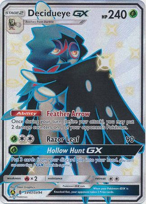 <transcy>Pokemon Card Hidden Fates SV47 / SV94 Decidueye GX Ultra Sjælden</transcy>