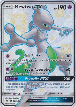 Pokemon Card Hidden Fates SV59/SV94 Mewtwo GX Ultra Rare