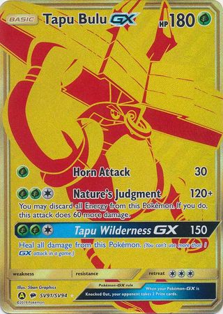 <transcy>Pokemon Card Hidden Fates SV91 / SV94 Tapu Bulu GX Secret Rare</transcy>