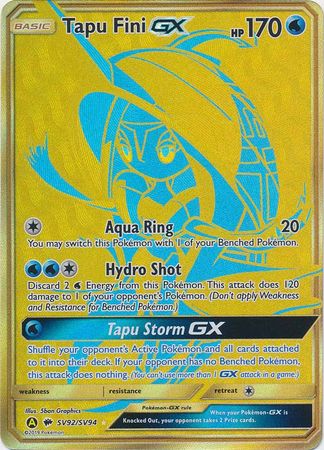 <transcy>بطاقة البوكيمون الأقدار المخفية SV92 / SV94 Tapu Fini GX Secret Rare</transcy>