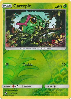 Pokemon Card Hidden Fates 1/68 Caterpie Common Reverse Holo