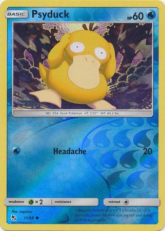 <transcy>Pokemon Card Hidden Fates 11/68 Psyduck Common Reverse Holo</transcy>