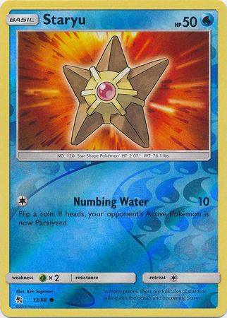 Pokemon Card Hidden Fates 13/68 Staryu Common Reverse Holo