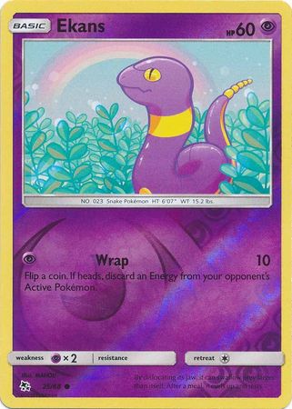 <transcy>Pokemon Card Hidden Fates 25/68 Ekans Common Reverse Holo</transcy>