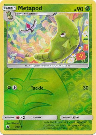 <transcy>Pokemon Card Hidden Fates 2/68 Metapod Gelegentlich Reverse Holo</transcy>