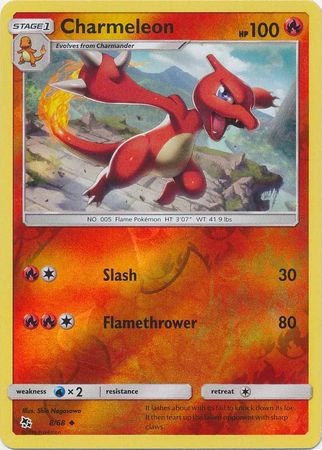 <transcy>مصائر مخفية لبطاقة البوكيمون 8/68 Charmeleon Uncommon Reverse Holo</transcy>