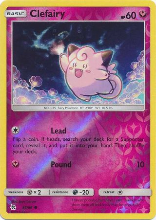 Pokemon Card Hidden Fates 38/68 Clefairy Common Reverse Holo