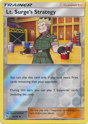 Pokemon Card Hidden Fates 60/68 Lt. Surge's Strategy Supporter Uncommon Reverse Holo