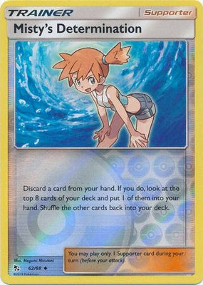 Pokemon Card Hidden Fates 62/68 Misty's Determination Supporter Uncommon Reverse Holo