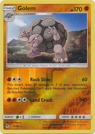 Pokemon Card Hidden Fates 35/68 Golem Rare Reverse Holo