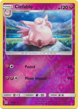 <transcy>Pokemon Card Hidden Fates 40/68 Clefable Rare Reverse Holo</transcy>