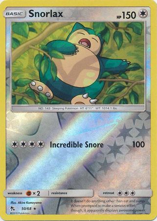 Pokemon Card Hidden Fates 50/68 Snorlax Rare Reverse Holo