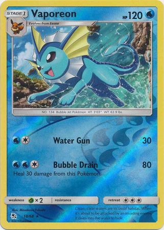 <transcy>Versteckte Schicksale der Pokemon-Karte 18/68 Vaporeon Rare Reverse Holo</transcy>