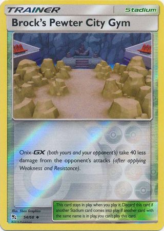 <transcy>مصائر بطاقة البوكيمون المخفية 54/68 ملعب Brock&#39;s Pewter City Gym Stadium غير المألوف Reverse Holo</transcy>