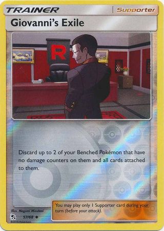 Pokemon Card Hidden Fates 57/68 Giovanni's Exile Supporter Uncommon Reverse Holo