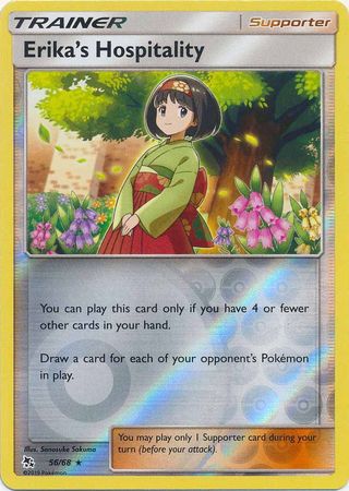 Pokemon Card Hidden Fates 56/68 Erika's Hospitality Supporter Rare Reverse Holo