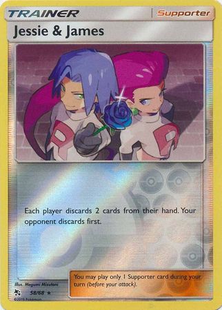 Pokemon Card Hidden Fates 58/68 Jessie & James Supporter Rare Reverse Holo