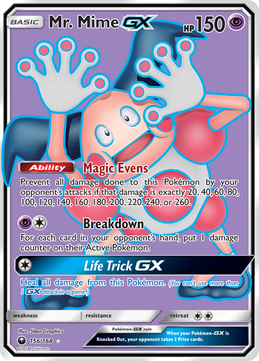 Pokemon Card Celestial Storm  156/168 Mr. Mime-GX Pokemon Full Art Ultra Rare *MINT*