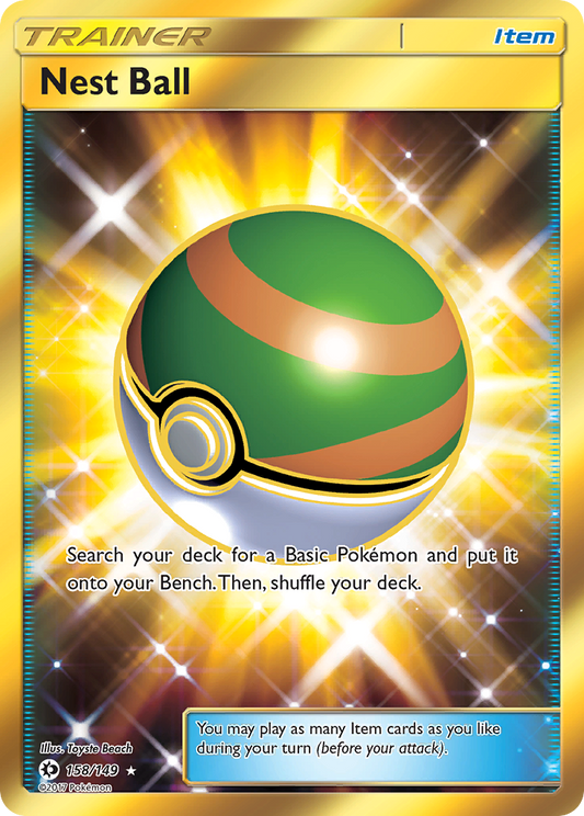 (S) Pokemon Card Sun & Moon 158/149 Nest Ball Item Secret Rare *MINT*