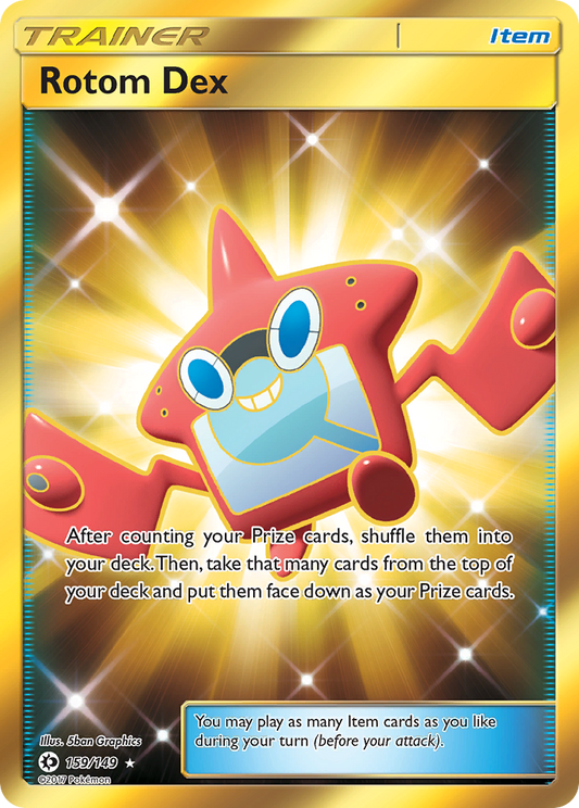 Pokemon Card Sun & Moon 159/149 Rotom Dex Item Secret Rare *MINT*