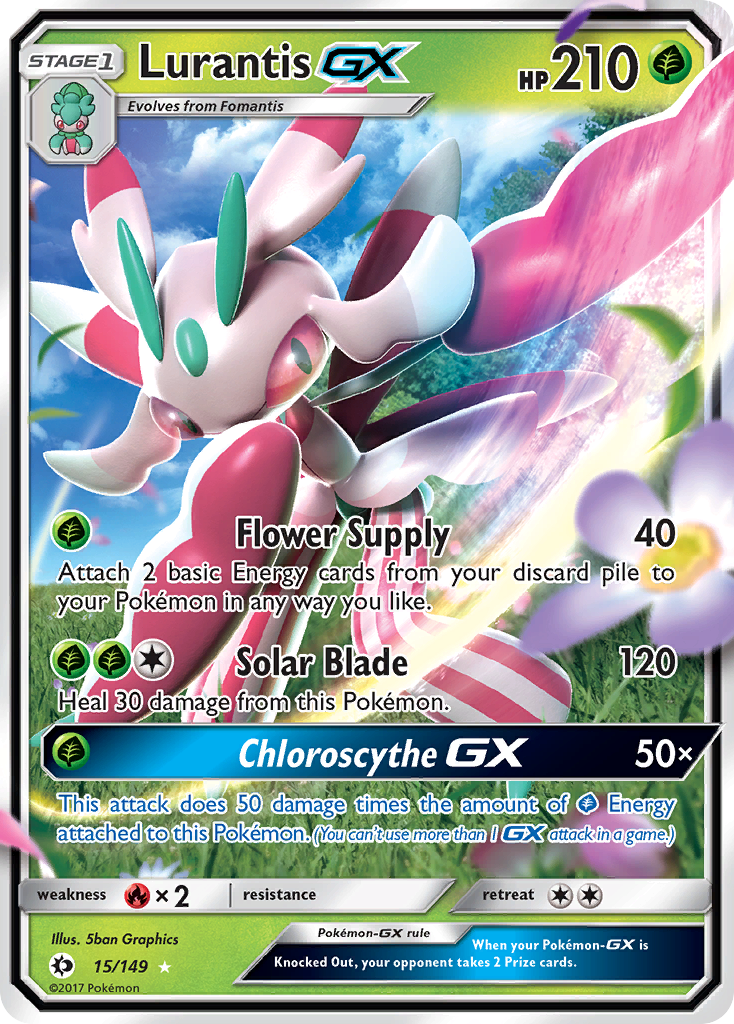 Pokemon Card Sun & Moon 015/149 15/149 Lurantis-GX Ultra Rare *MINT*