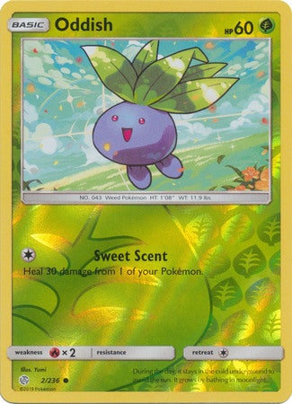 <transcy>Pokemon Card Cosmic Eclipse 002/236 2/236 Oddish Reverse Holo Common</transcy>