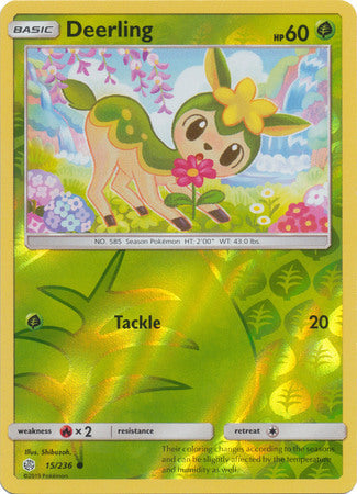 <transcy>Pokemon Card Cosmic Eclipse 015/236 15/236 Deerling Reverse Holo Common</transcy>