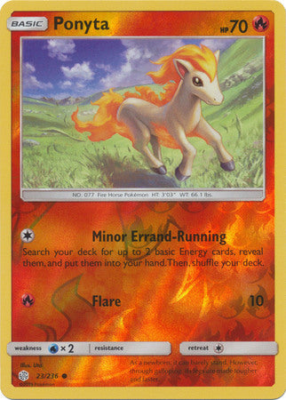 Pokemon Card Cosmic Eclipse 023/236 23/236 Ponyta Reverse Holo Common