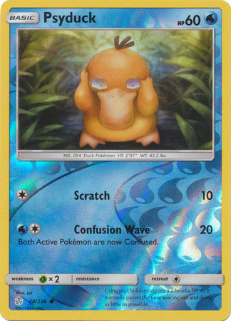 <transcy>Pokemon Card Cosmic Eclipse 040/236 40/236 Psyduck Reverse Holo Common</transcy>