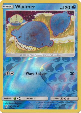 <transcy>Pokemon Card Cosmic Eclipse 045/236 45/236 Wailmer Reverse Holo Common</transcy>