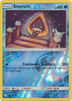 Pokemon Card Cosmic Eclipse 047/236 47/236 Snorunt Reverse Holo Common